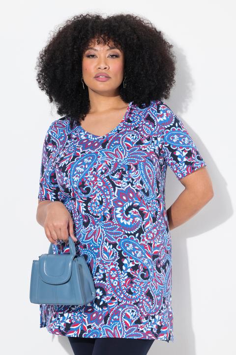 Produktbild Ulla Popken Longshirt, gemustert, A-Linie, V-Ausschnitt, Halbarm (68)