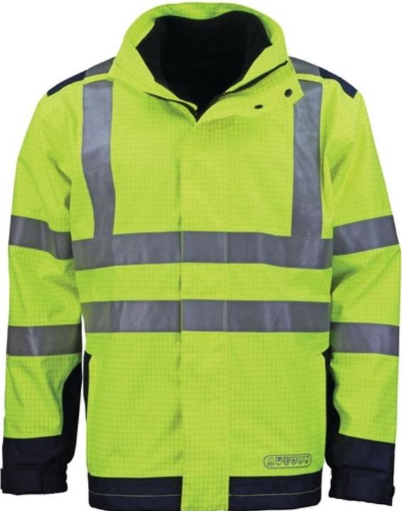 Actual product image Asatex Weather, flameproof/high-visibil. jacket size XL yellow/blue 98 % polyester / 2 % carbon (XL)