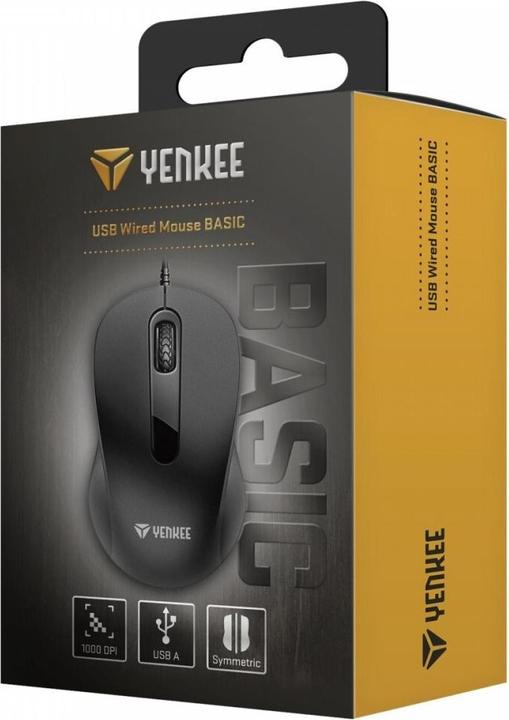 Actual product image Yenkee Symmetrical USB wired mouse, 3 buttons, 1000DPI optical (Cable)