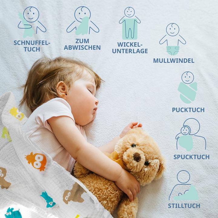 Produktbild Makian Mullwindeln & Mulltücher Mullwindel / Mulltuch 3er Pack 80 x 80 cm - Türkis (80 cm, 80 cm)