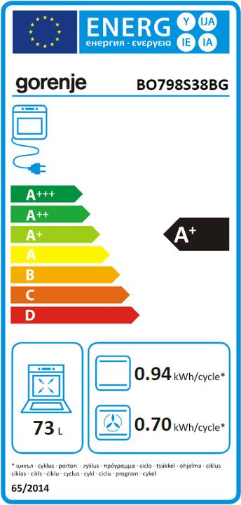 Energie-Label Gorenje PIEKARNIK BO798S37BG