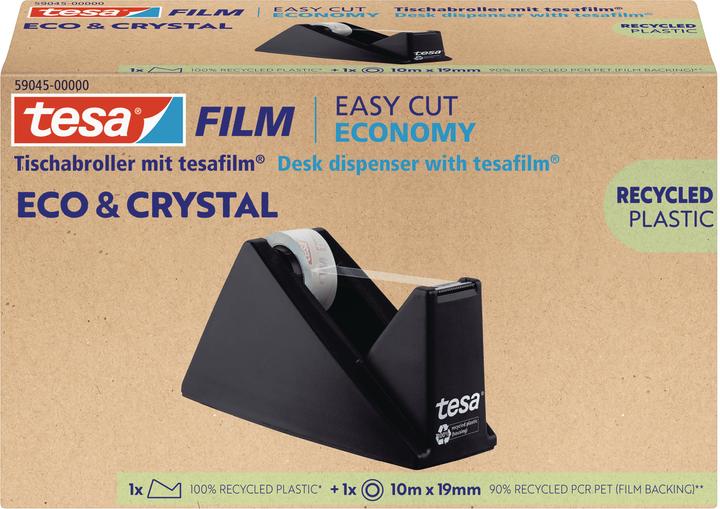 Actual product image tesa tesafilm® ECO & CRYSTAL adhesive film set with robust 10m:19mm incl. table dispenser