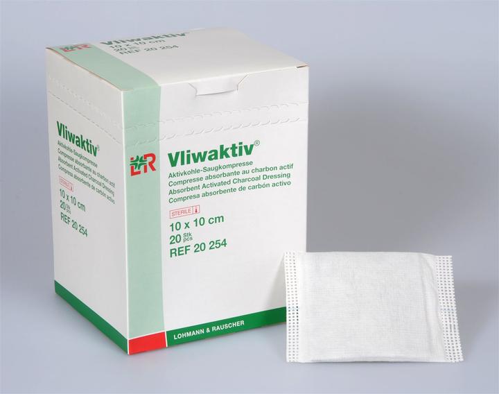Actual product image Vliwaktiv Aktivkohle Saugkompresse 10x10cm steril