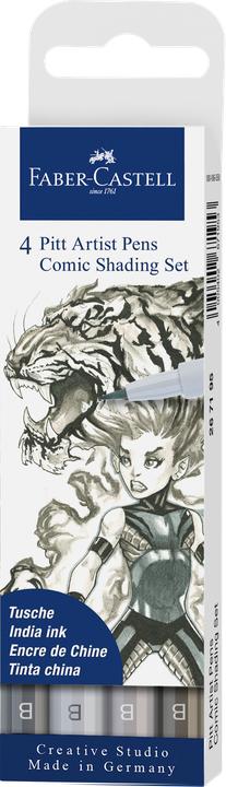 Produktbild Faber-Castell Pitt Artist Pen Comic (Grau, Schwarz, 4 x)