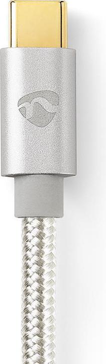 Actual product image Nedis USB adapter USB 2.0 USB-C plug 3.5 mm plug 1.00 m round Gold-plated Braided/Nylon Alumin (1 m, USB 2.0)