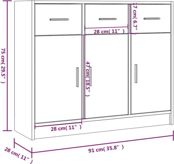 Image du produit vidaXL Sideboard (91 x 28 x 75 cm)