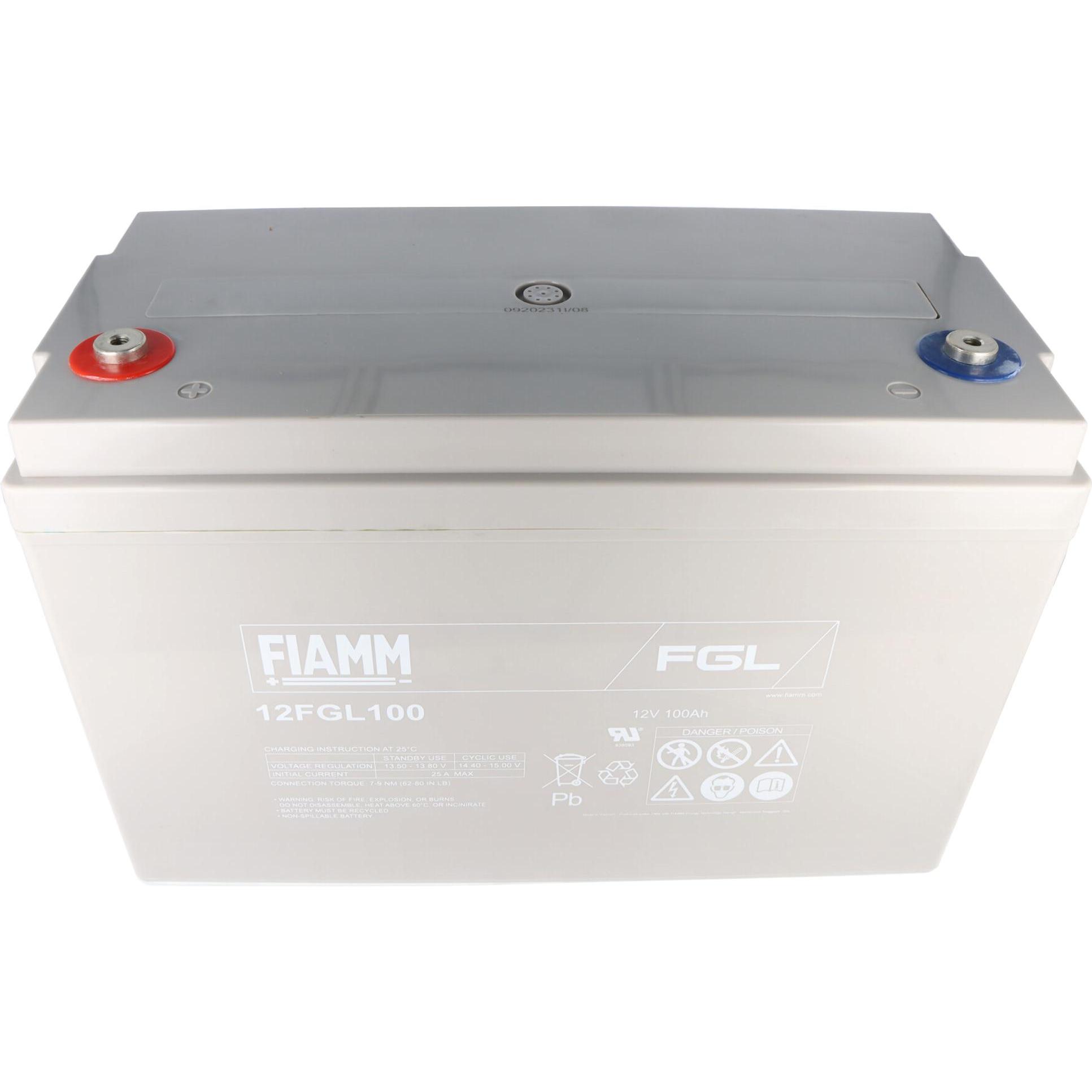 Fiamm, Versorgungsbatterie, 12FGL100 Blei Akku mit M6 Schraubanschluss 12V, 100000mAh (12 V, 100 Ah)