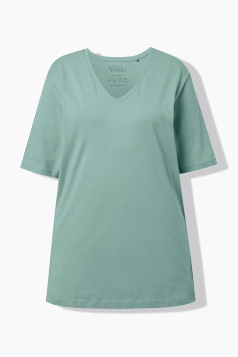 Actual product image Ulla Popken Basic V-Neck Relaxed Fit Short Sleeve Tee (68)