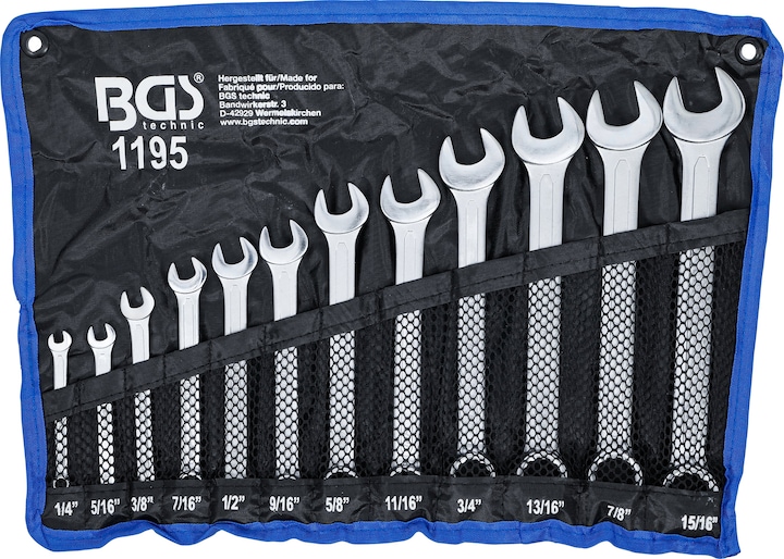 Image du produit BGS Jeu de clés à fourche (1/4", 5/16", 3/8", 7/16", 1/2", 9/16", 5/8", 11/16", 3/4", 13/16", 7/8", 15/16")