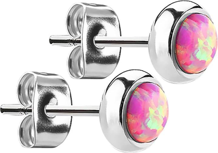 Immagine prodotto Star Piercing Orecchini a perno in argento con opale rosa (senza ottone, Acciaio chirurgico 316L)
