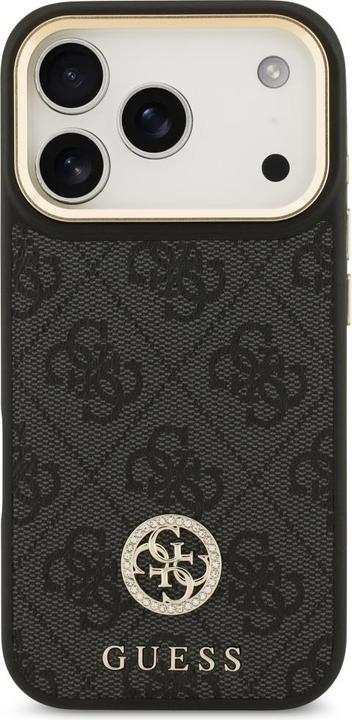 Produktbild Guess 4G Strass Logo & Big Strap Metal Buttons MagSafe case for iPhone 17 Pro black (Apple iPhone 17 Pro)