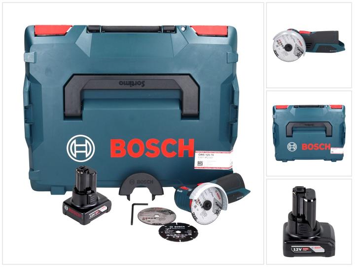 Actual product image Bosch Professional Bosch GWS 12V-76 Professional Cordless Angle Grinder + L-Boxx + 1 x Battery GBA 6,0 Ah - without cha (76 mm)