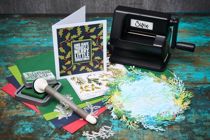 Actual product image Sizzix Thinlits punching stencil set, 11 pieces, Holiday Greens Mini by Tim Holtz