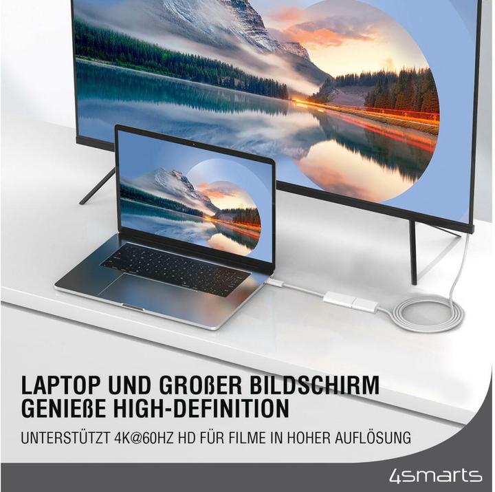 Produktbild 4smarts USB-C auf HDMI Kabel female 15cm weiss (USB Typ-C, 1.10 cm)