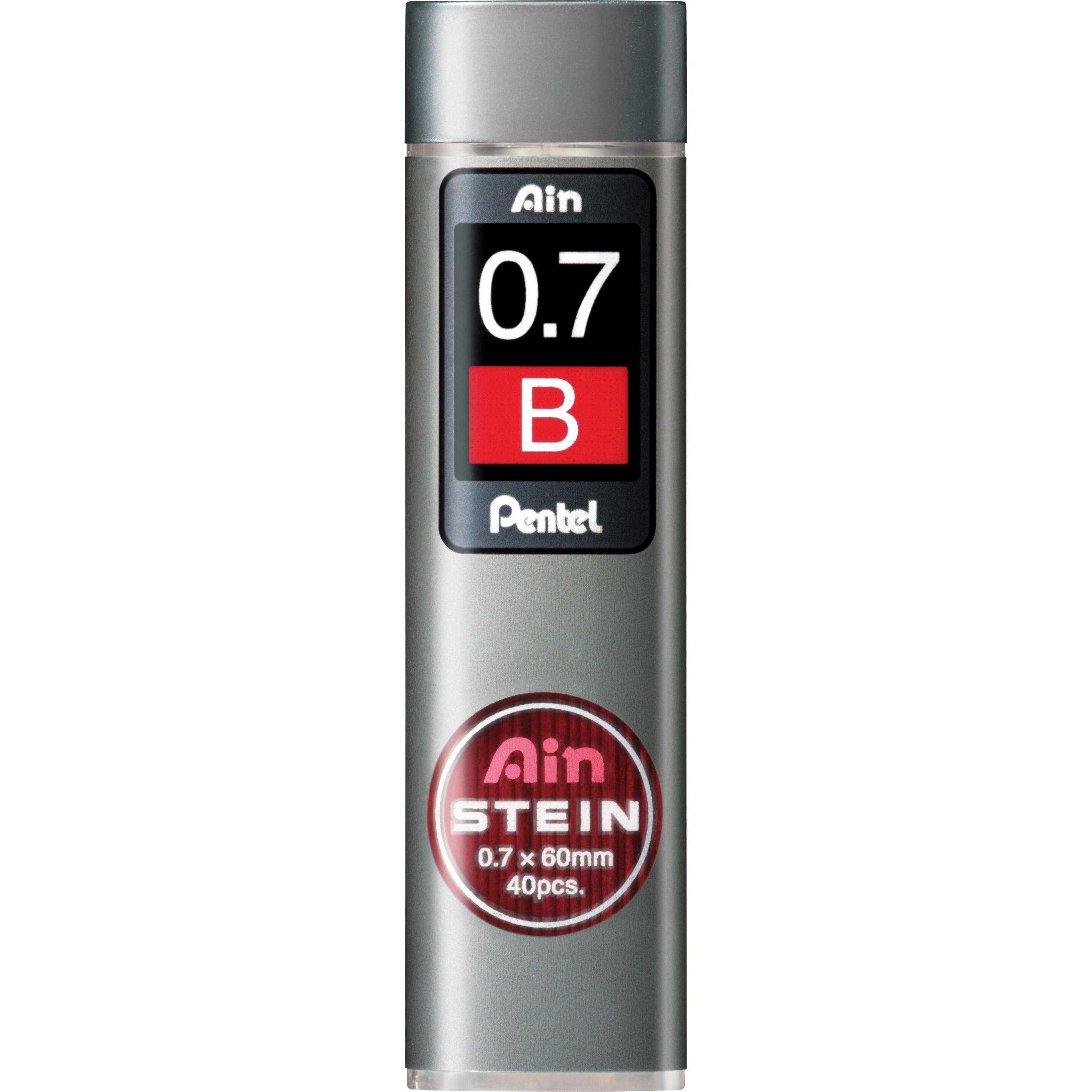 Pentel, Ersatzpatrone, Druckbleistift-Minen Ain Stein 0.7mm (Ersatzmine, Schwarz, 0.70 mm)
