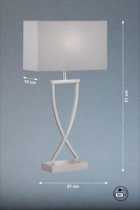 Actual product image Fischer & Honsel Honsel Anni table lamp E27 fabric shade grey chintz, white nickel 50459 (E27)
