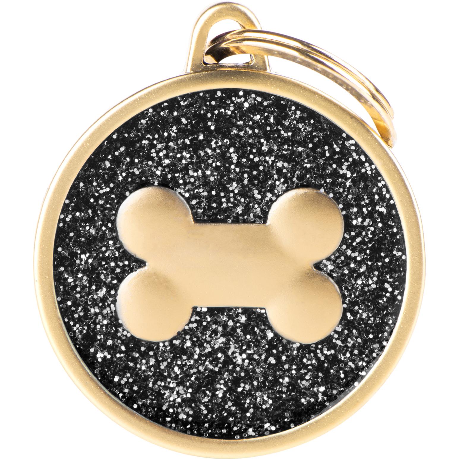 Myfamily MyFa tegn shine, cirkel stor med gylden ben, sort (Cane), Collare + Guinzaglio