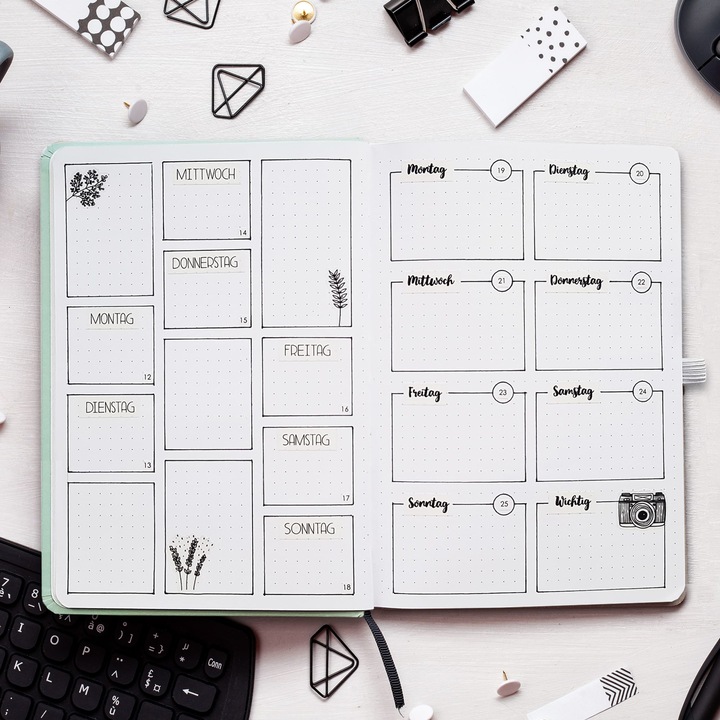 Image du produit Papierdrachen Bullet Journal - (Géométrique) - Carnet de notes A5 à pois (A5, Pointillés, Couverture rigide)