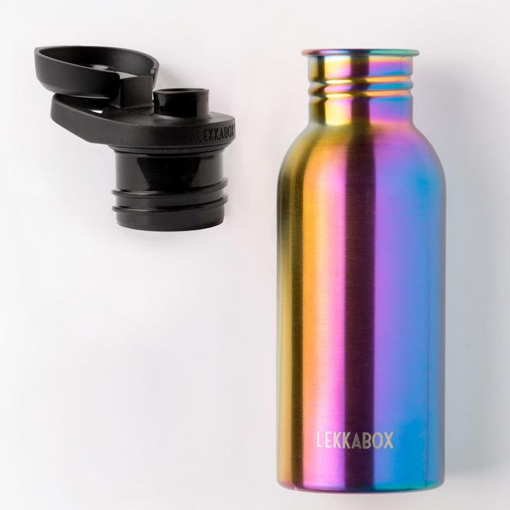 Produktbild Lekkabox Go, leichte 500ml Edelstahl-Trinkflasche mit Sportdeckel, rainbow (0.50 l)