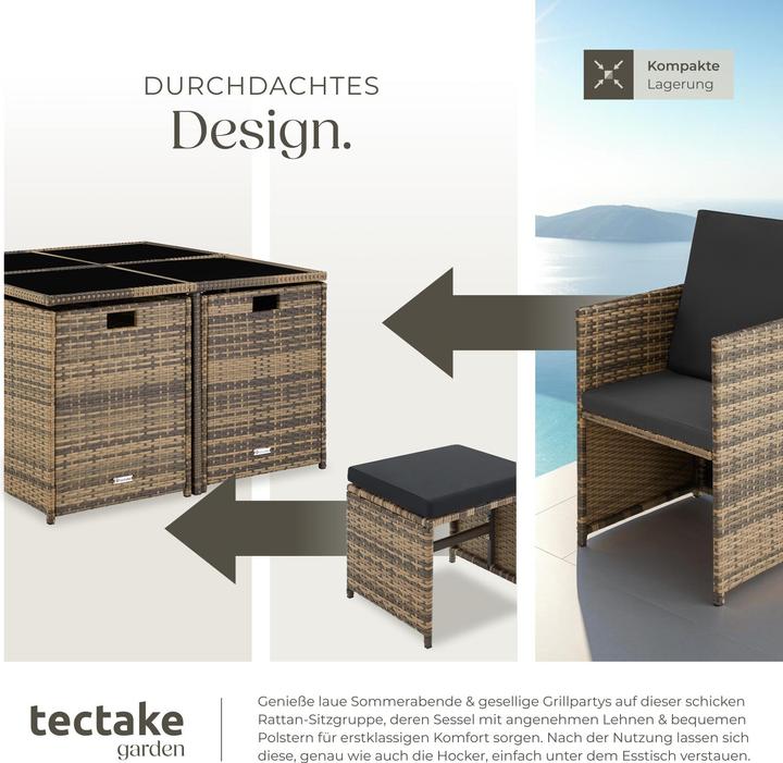 Actual product image tectake Rattan garden furniture set Bilbao 4+4+1 with protective cover, variant 2