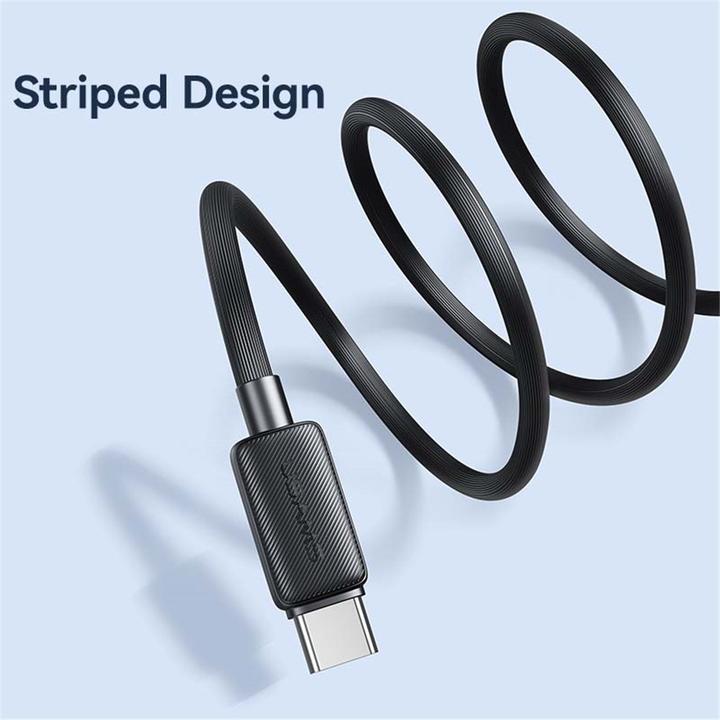 Image du produit Usams US-SJ696 60W Striped Data Cable Type-C To Type-C - KY Series 2M - Black (2 m, 60 W)