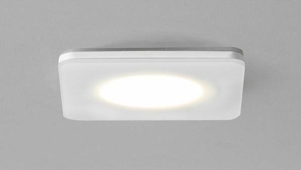 Actual product image Brumberg COVER-UP recessed downlight for MR16 LED module max. 14W, IP44, square, aluminium/deco glass