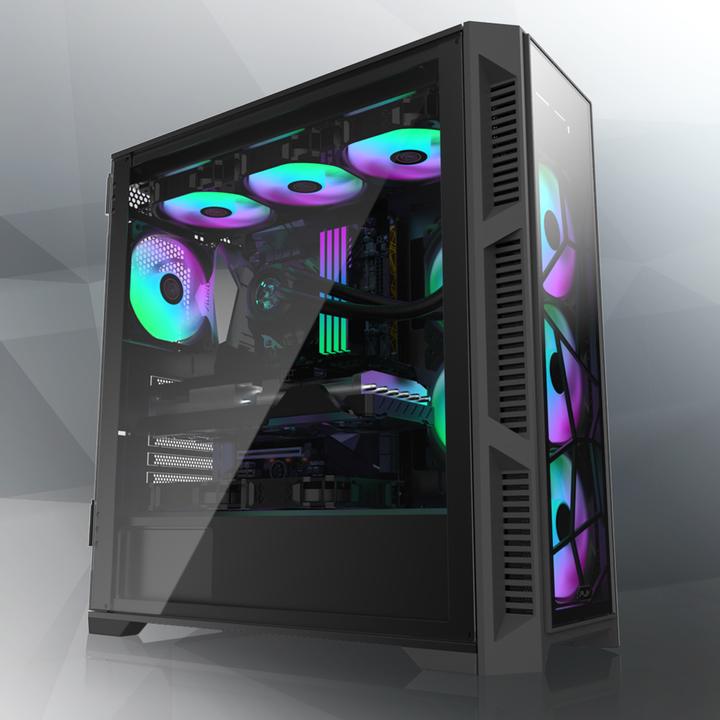 Produktbild Raijintek PONOS Ultra Midi-Tower, Tempered Glass - schwarz (Mini-ITX, ATX, mATX)