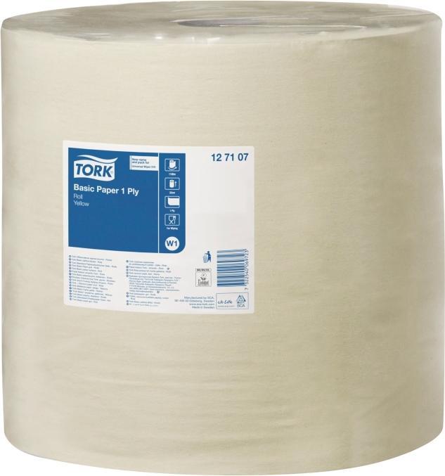 Image du produit Tork Lingettes en grand rouleau, 1-ply, universelles, paquet unique - Jaune (1x)