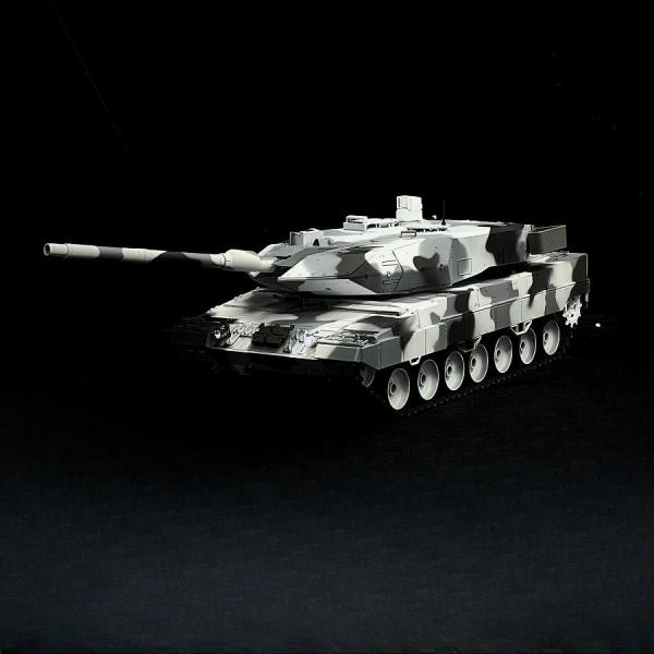 Produktbild Es-toys RC Panzer „German Leopard 2A6“ Schnee Tarnung Lackiert Heng Long 1:16 mit Stahlgetriebe (RTR Ready-to-Run)