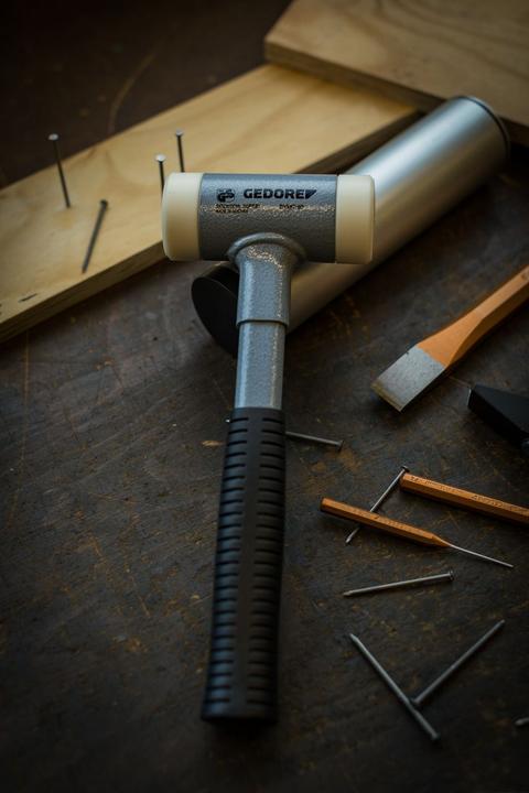 Actual product image Gedore Recoilless soft-face hammer, Ø 25 mm, tubular steel handle, replaceable polyamide heads (440 g)