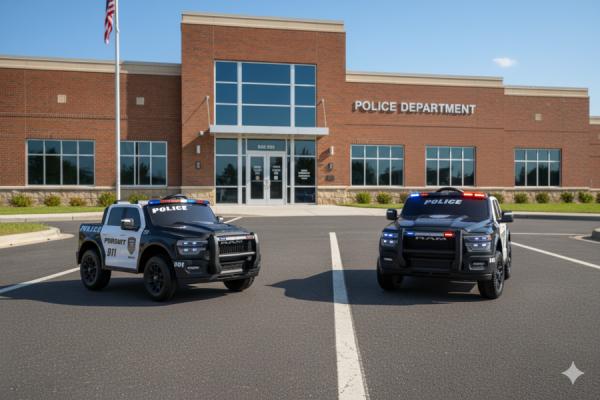 Image du produit Es-toys Elektro Kinderauto Polizei Dodge RAM 2500 „Rebel“ 24V Mit Ledersitz, 2 Sitzer und EVA Reifen (24 V)