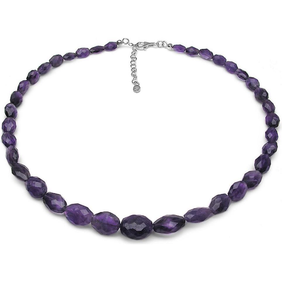 Xen, Halsschmuck, Ametyst - Collier oval facettiert 45 + 5 cm 925 Silber, (925 Sterling Silber, 45 cm)