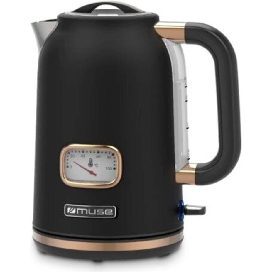 Muse MS030 BC Edelstahl Wasserkocher schwarz, Wasserkocher, Schwarz