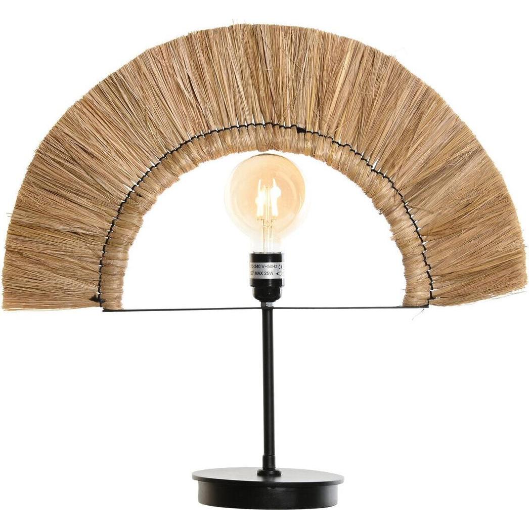 DKD Home Decor, Lampada da tavolo, Desk lamp Natural Black Iron Jute (57 x 17 x 52 cm)
