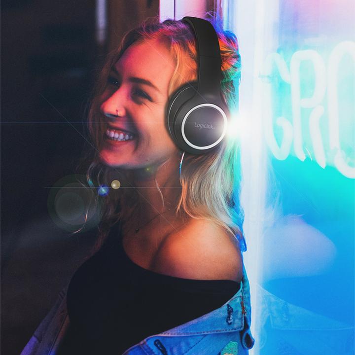 Actual product image LogiLink Stereo headset high quality, with microphone, black Connection: 3.5 mm jack plug, integrated Bed (Cable)