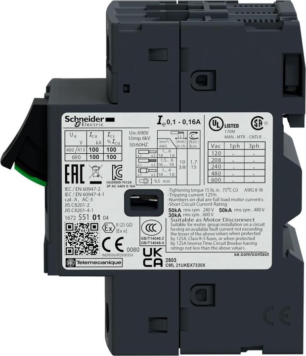 Actual product image Schneider Electric Motor protection switch GV2-ME, 0.63-1A, 3p GV2ME056