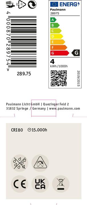 Label énergétique Paulmann Réflecteur (GU10, 4 W, 230 lm, 1 x, G)