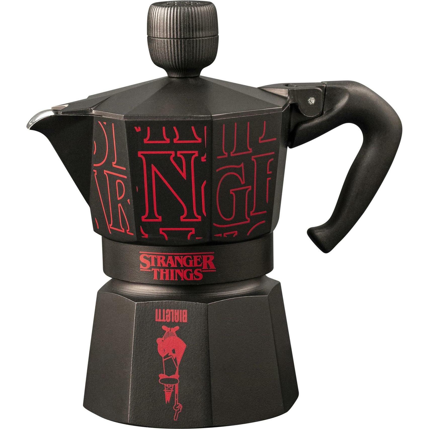 Bialetti Espressokanne Stranger Things, 3 Tassen, Schwarz / Rot, Caffettiera moka, Multicolore