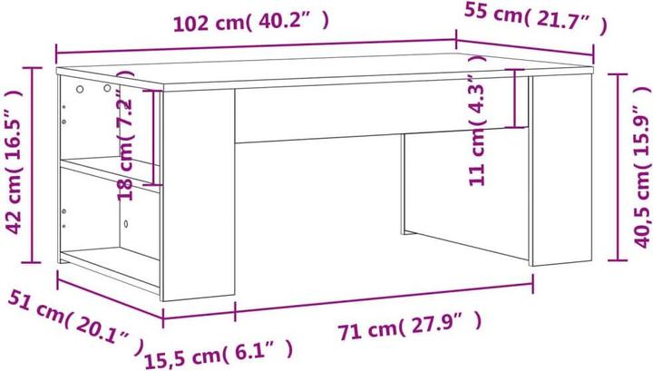 Image du produit vidaXL Couchtisch (102 x 55 x 42 cm)