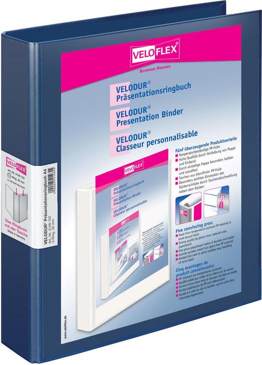 Actual product image Veloflex Presentation ring binder 4D-mechanism VELODUR, A4, cardboard PP (A4, 46 mm, 1 Piece)