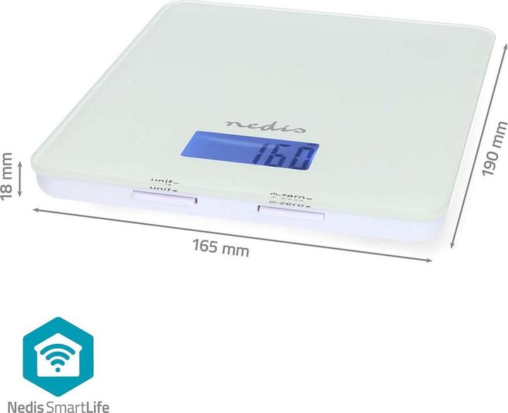 Actual product image Nedis SmartLife kitchen scales Bluetooth® | glass / plastic | white