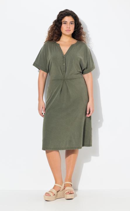 Produktbild Ulla Popken Jerseykleid, A-Linie, Tunika-Ausschnitt, Halbarm (62)