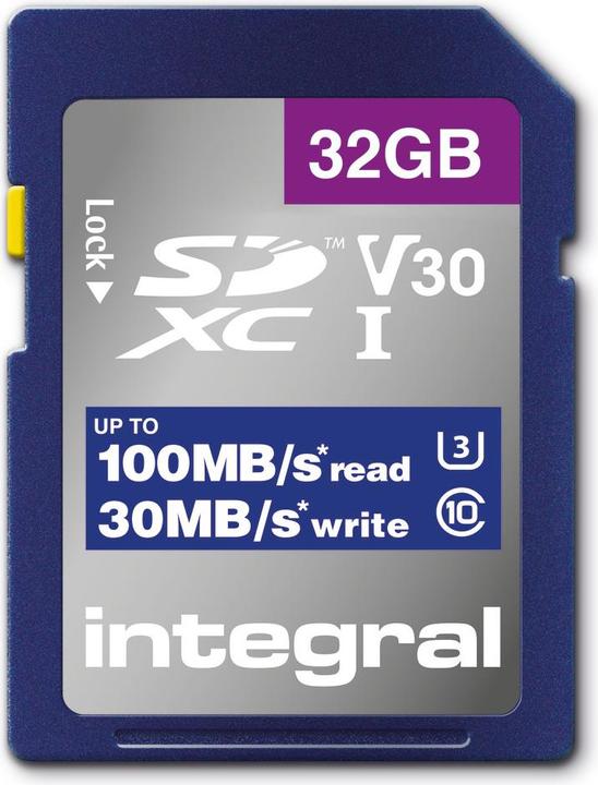 Carte SDHC 32 Go U3 V30 (32 Go, SD, U3, UHS-I)