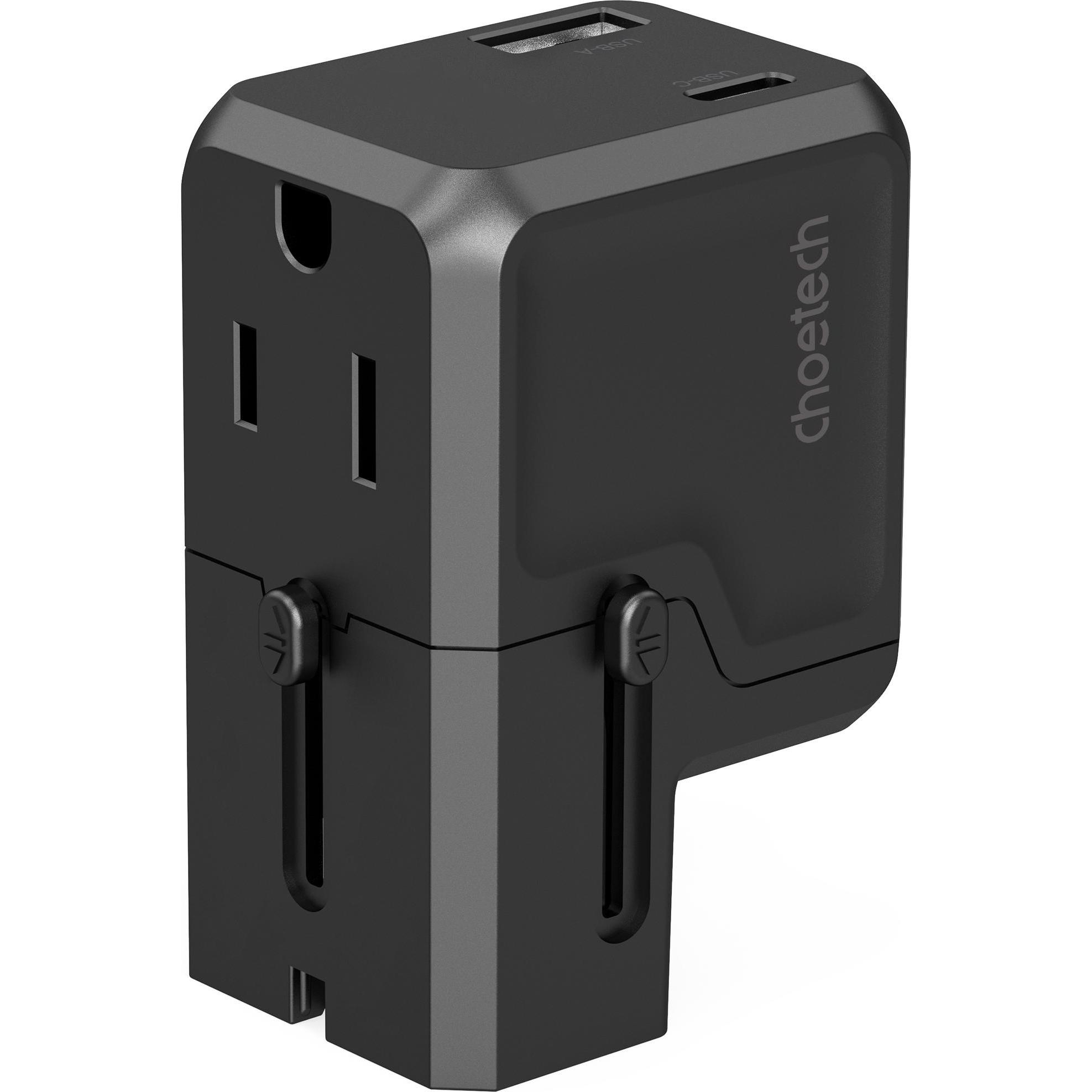 Choetech PD6038 USB-C USB-A PD 20W Caricabatterie da viaggio USA EU UK AU - Nero (20 W), Caricatore USB, Nero
