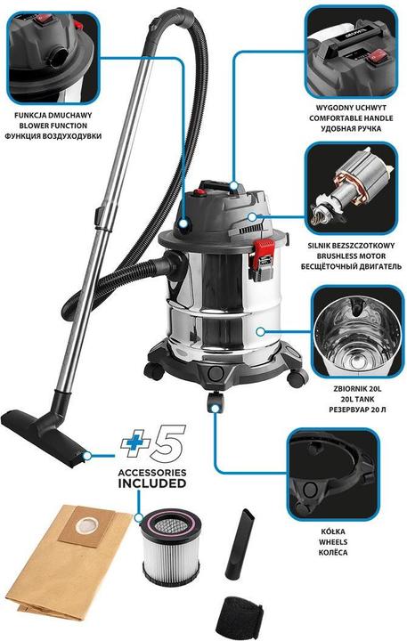 Immagine prodotto Graphite Hoover Energy+ 18V Li-lon, bagnato e asciutto, serbatoio da 20L (Aspirapolvere a umido e a secco)
