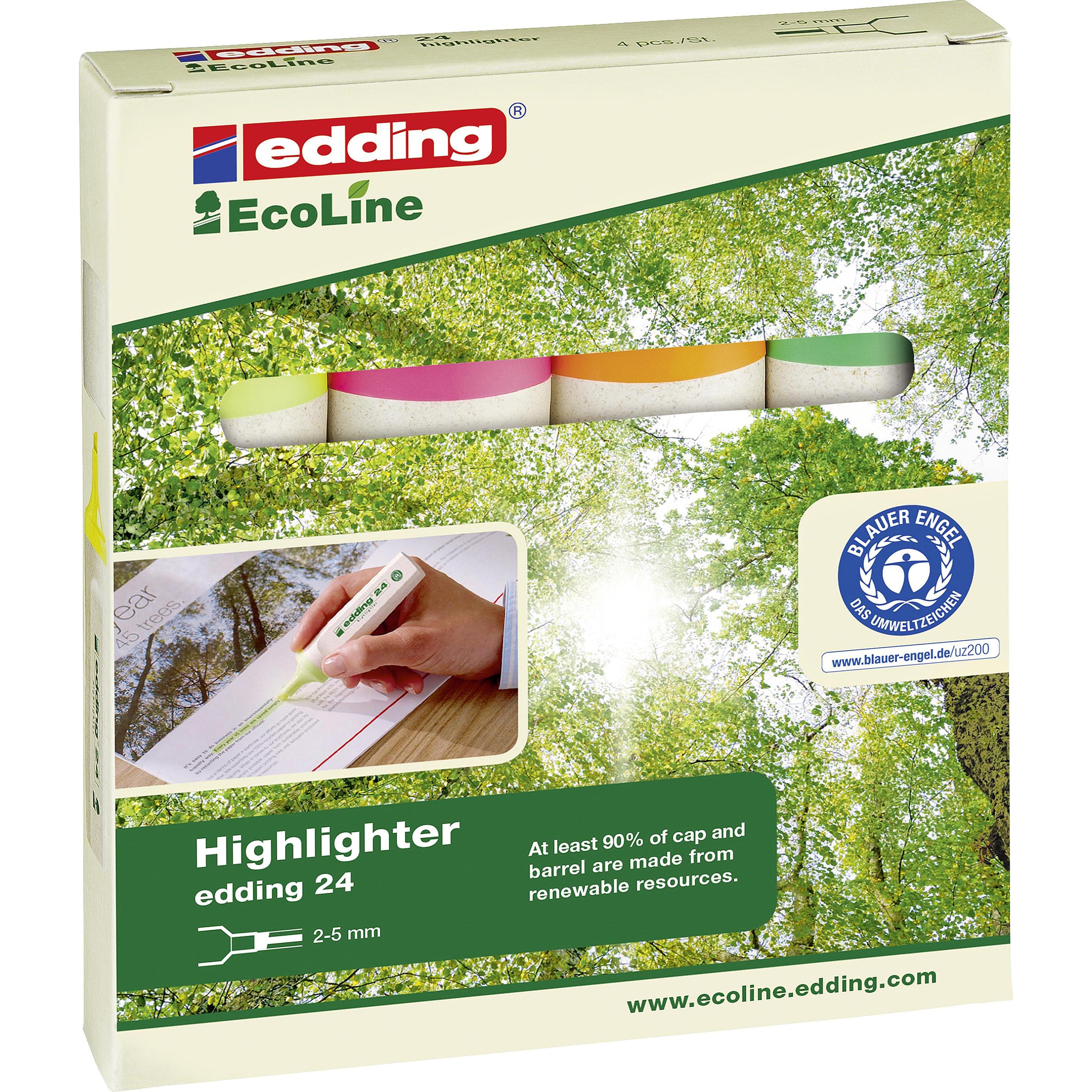 Edding, Marker, Textmarker EcoLine 25 (Mehrfarbig, 2 mm, 4 x)