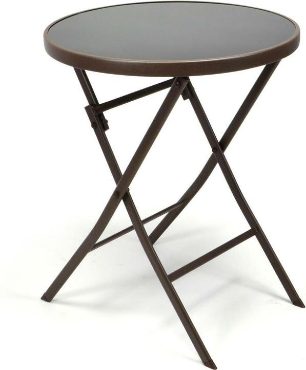 Produktbild VCM Bistroset Balkonset beige Sitzgarnitur aus Klapptisch + Bistrostuhl Polyrattan (60 x 60 x 72 cm)