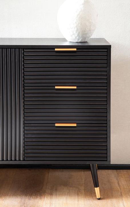 Produktbild FineBuy Sideboard Anrichte 120 cm Schwarz Eiche Dekor Kommode Standschrank