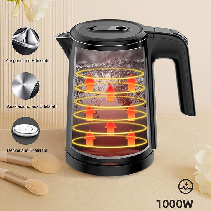 Produktbild Sonifer 0,8l Edelstahl Wasserkocher Glaenzend Schwarz