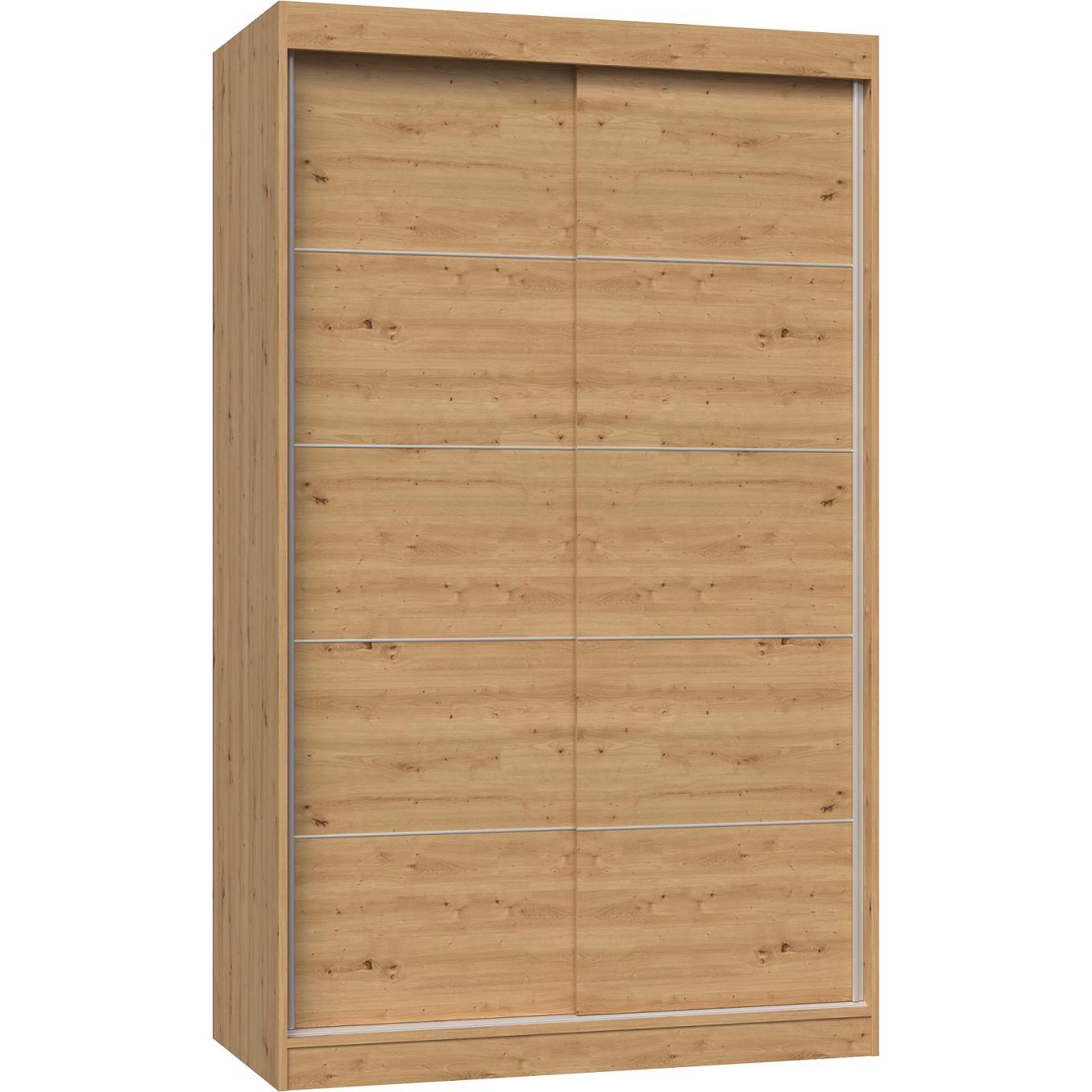 Topeshop, Kleiderschrank, IGA 120 ART C KPL Schlafzimmer-Schrank 7 Regale 2 Tür(en) Eiche Garderobe (120 x 61 x 200 cm)